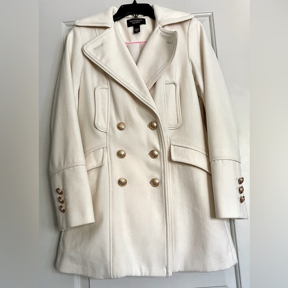 Ivory Wool Blend Peacoat, Size US4